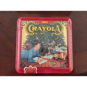 Vintage 1992 Crayola Holiday Tin 1st Series 64 Crayons Bear Ornament NEW Sealed